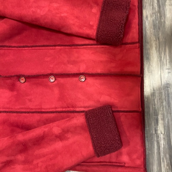 Vintage Red Teddy Jacket With Fur Trim - Picture 4 of 5